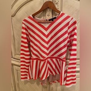 BCBGeneration Red and White Striped Blouse